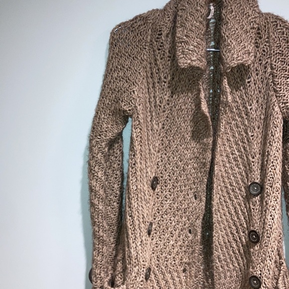 Free People Buttermilk Biscuit Wool Alpaca Cardigan in Brown Size XS - Picture 3 of 11